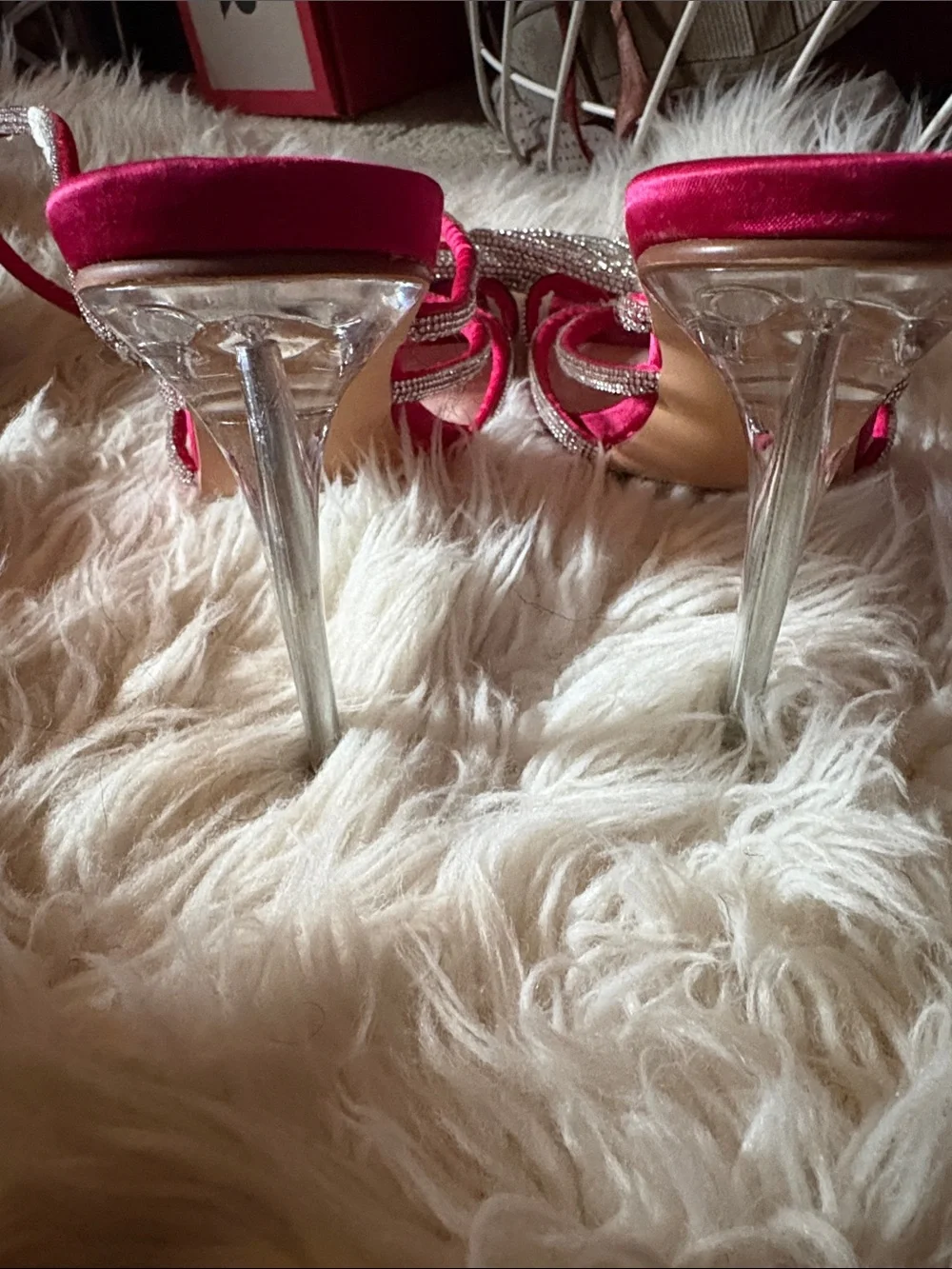 Hot Pink Satin Bow Embellished Women's Heels